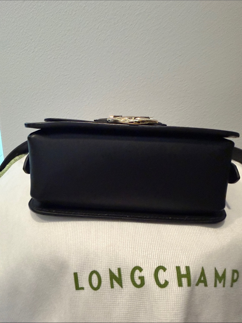 Longchamp Black Leather Crossbody with Gold Medallion - Picture 3 of 6